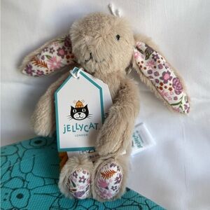 Jellycat Blossom Beige Bunny Plush Silver Keychain